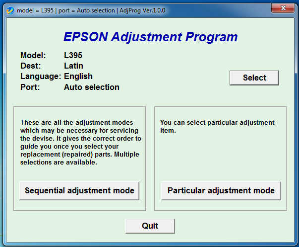 Epson Adjustment Program L100 Driver