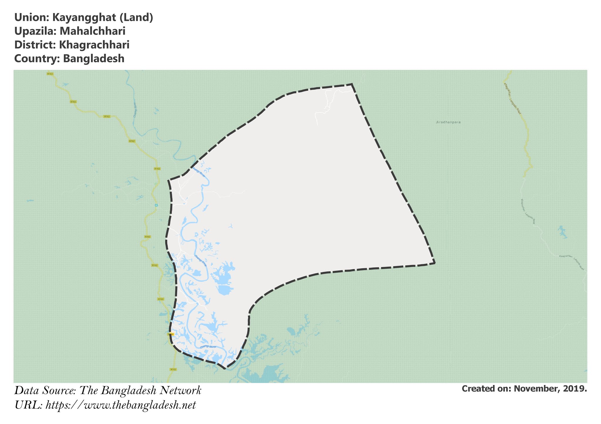 Map of Kayangghat of Mahalchari Upazila Map of Kayangghat of Khagrachari, Bangladesh.