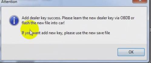 Add dealer key successfully!