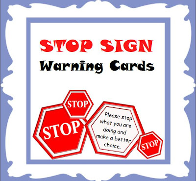 Stop Sign warning cards for classroom management