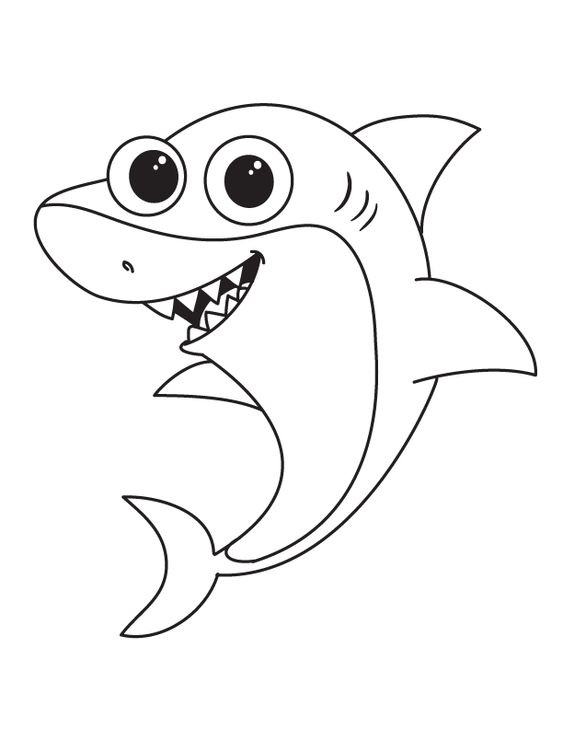 Tranh tô màu con cá mập vui vẻ