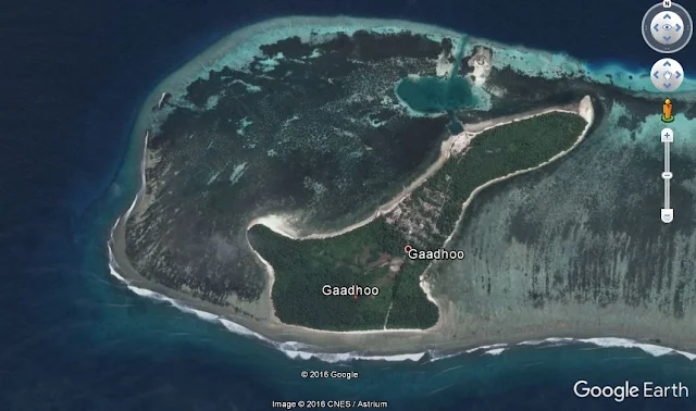 Map Attribute: Gaadhoo Island, Maldives / (c)2016 CNES/Astrum via Google Earth