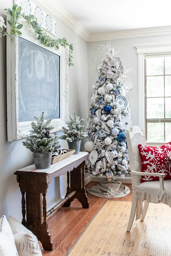 frosty blue and white decor