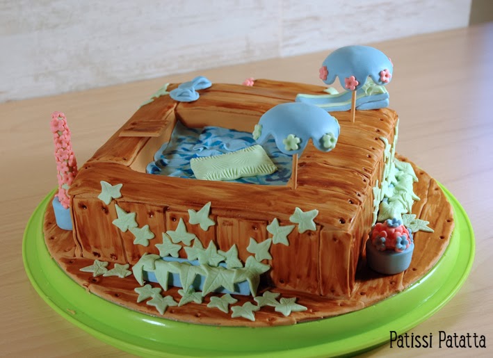 cake design, gâteau 3D, pâte à sucre, gumpaste, fondant, swimming pool cake