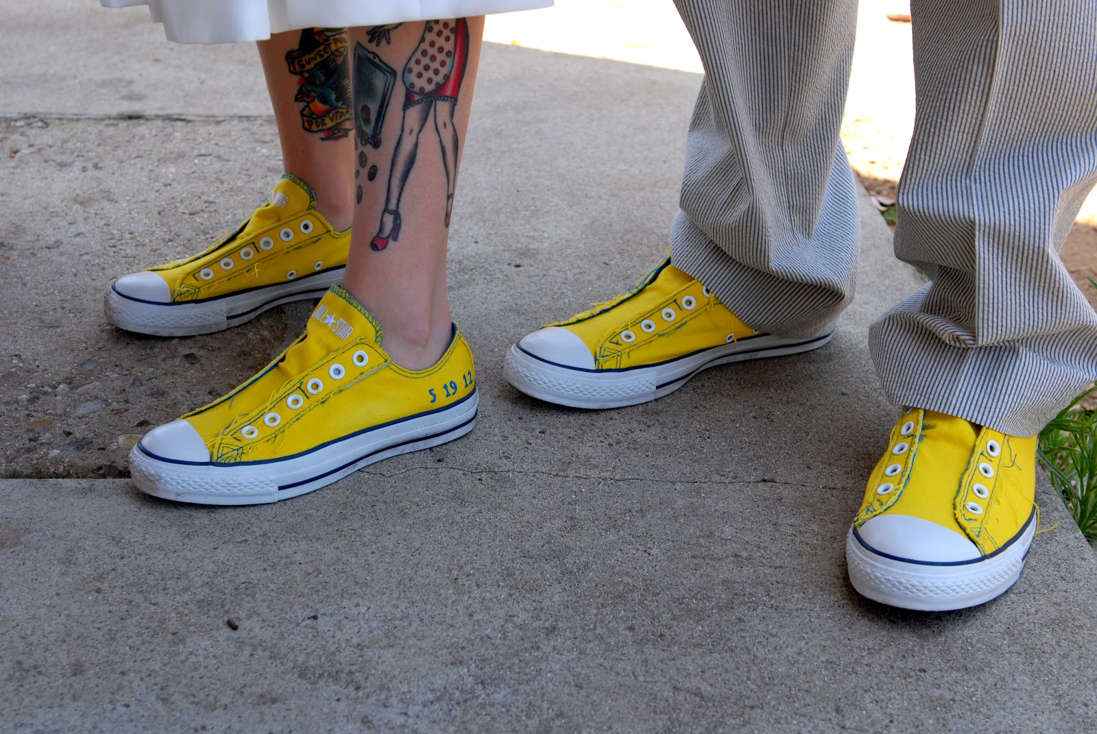 yellow converse wedding