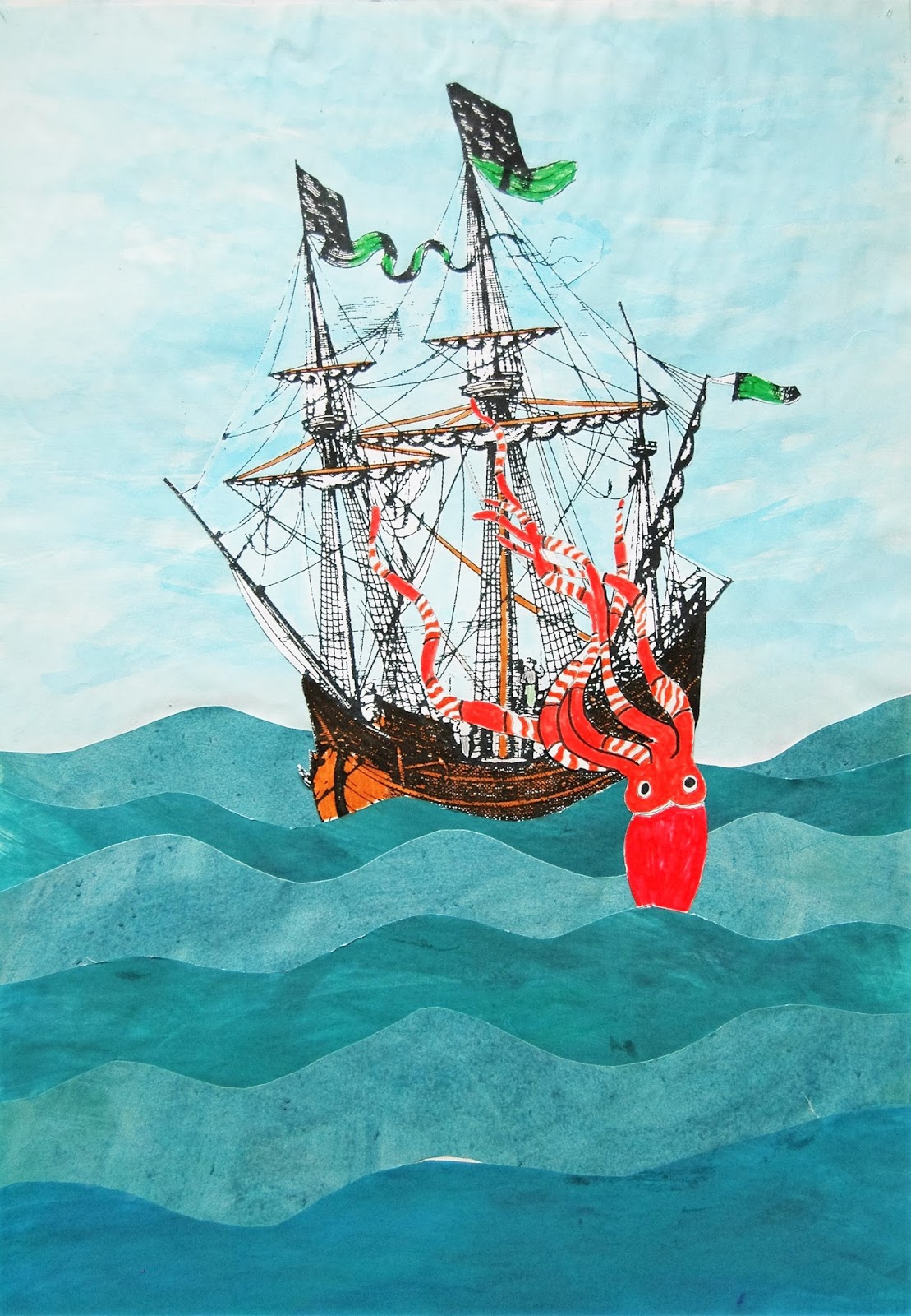 Klexbude Krake greift Schiff an