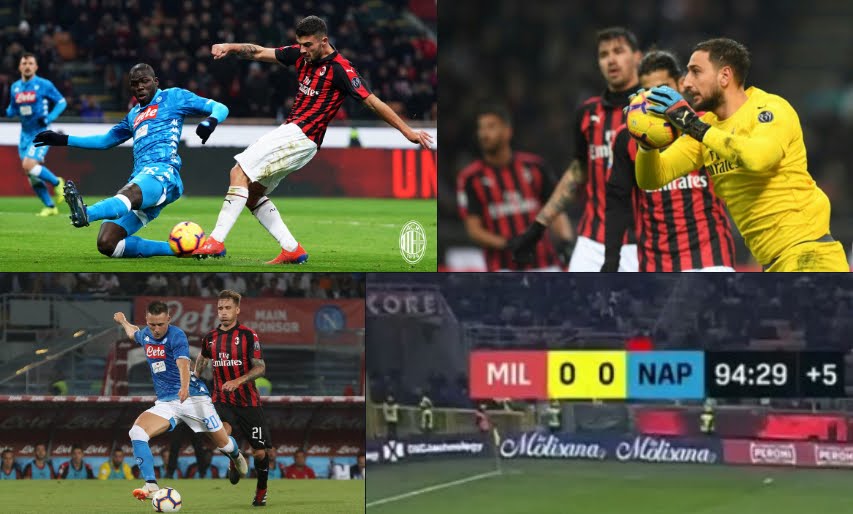 Milan-Napoli: partita deludente che finisce senza gol.
