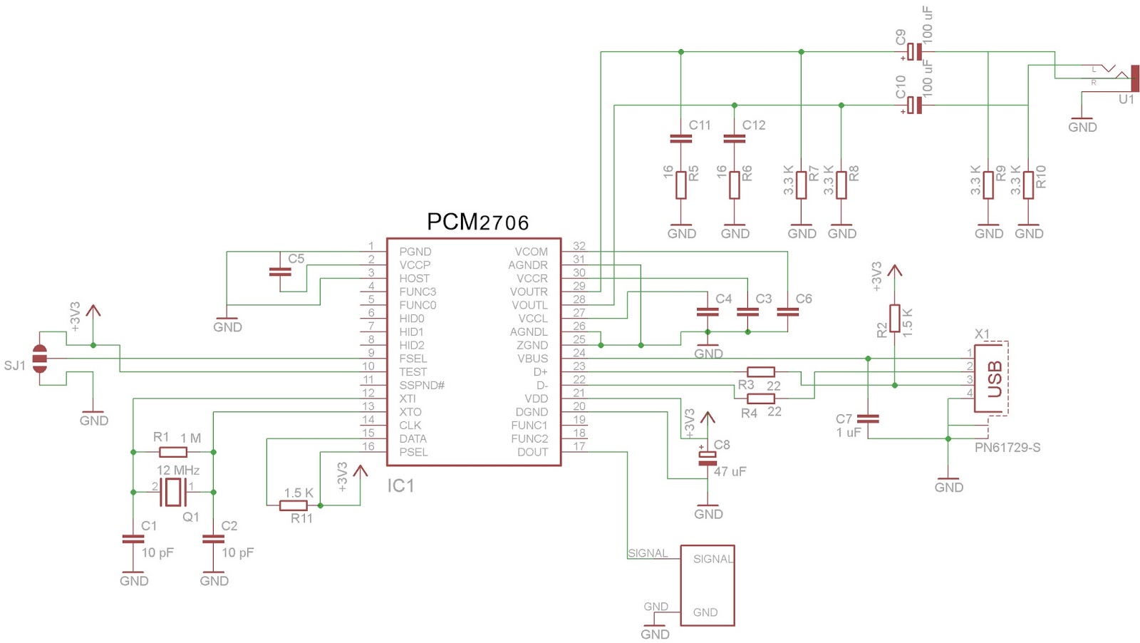 Cavy Lab USB Sound Card based on PCM2706 chip