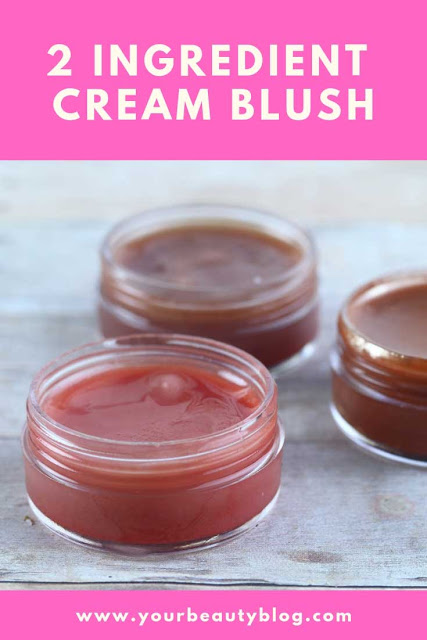 How to make diy blush without beetroot and without arrowroot.  This natural blush recipe is easy and only has two ingredients.  It won’t clog pores.  You can get the right makeup shade for your skin tone.  This diy cream blush is easy to make natural makeup.  This is one of the best beauty hacks.  #diy #blush #creamblush #diymakeup #makeup #sheabutter #easy #beautyhack #beauty