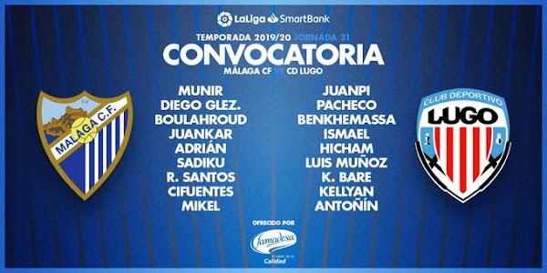 Málaga, lista de convocados ante el Lugo Málaga, lista de convocados ante el Lugo