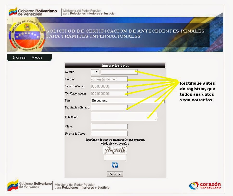 Antecedentes Penales en linea Venezuela Hacer Solicitud de