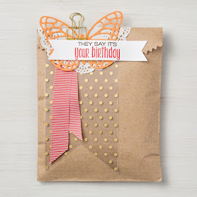 Stampin' Up! Butterfly Framelits Birthday Gift Bag with Fabulous Foil Acetate #stampinup www.juliedavison.com
