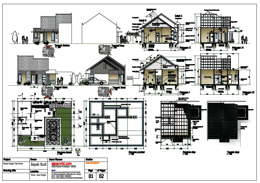 gambar kerja rumah tinggal 2 lantai