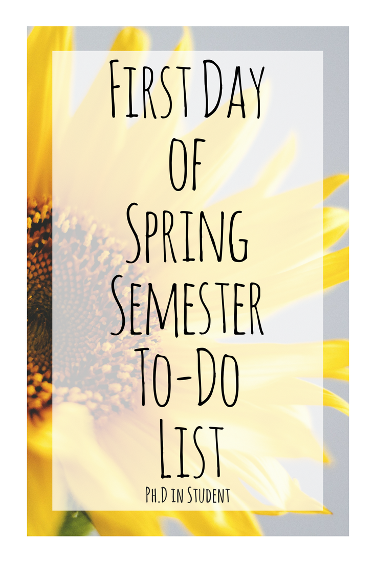 First Day of Spring Semester ToDo List A Ph.D in Student