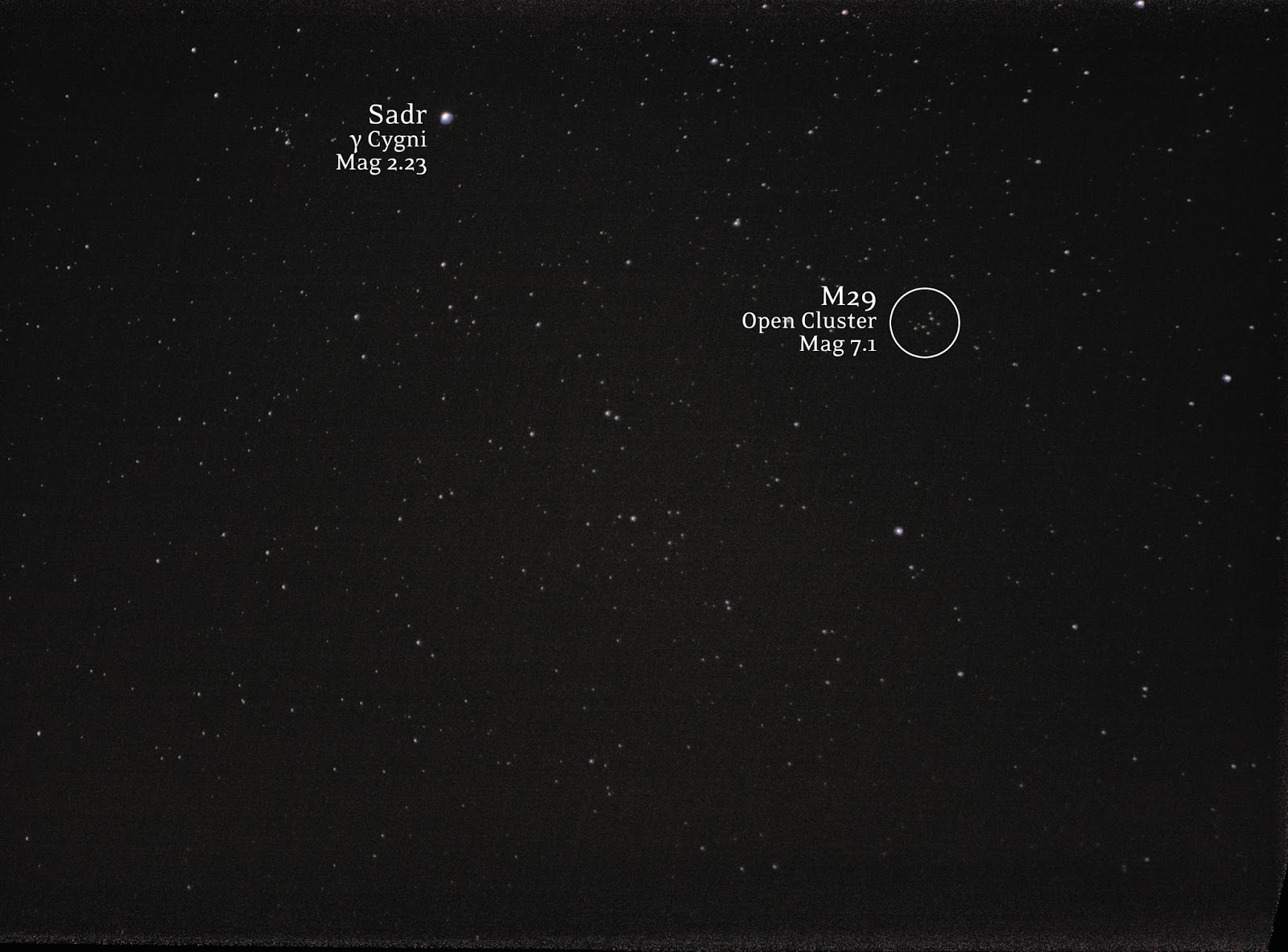 M29 With Sadr As An Anchor Star Stellar Neophyte Astronomy Blog