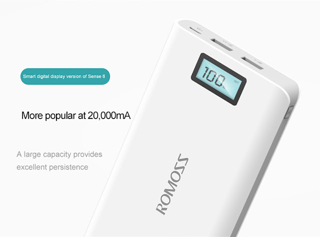 Pin sạc dự phòng Romoss LCD Sense 6 Plus 20000mAh Pin sạc dự phòng Romoss LCD Sense 6 Plus 20000mAh