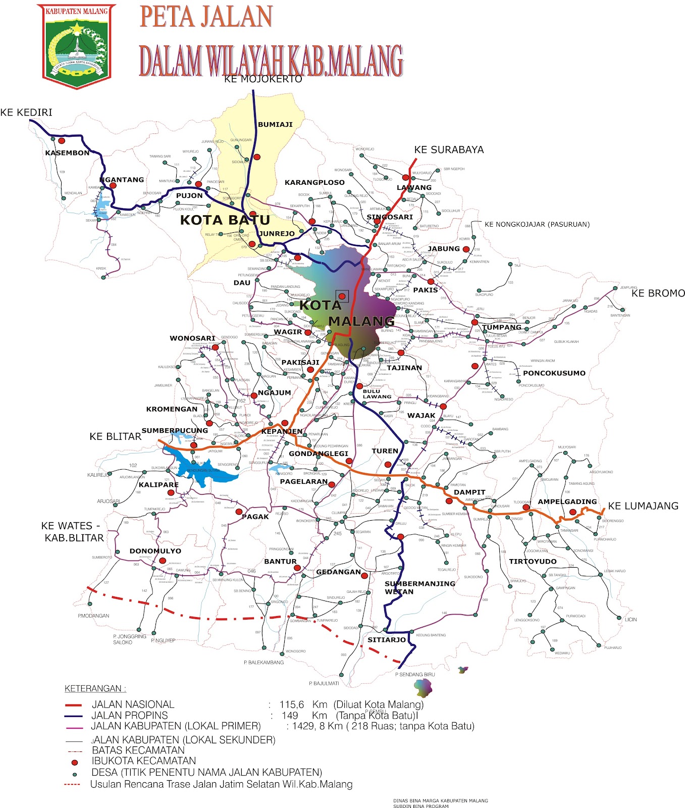 Peta jalan dalam wilayah Kab Malang  Dunia Malang 