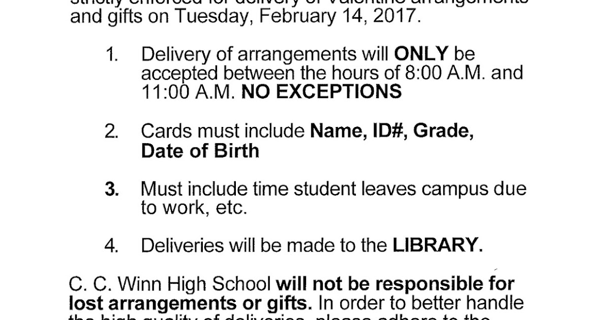 Eagle Pass ISD iVision Winn Valentine's Day Delivery Guidelines
