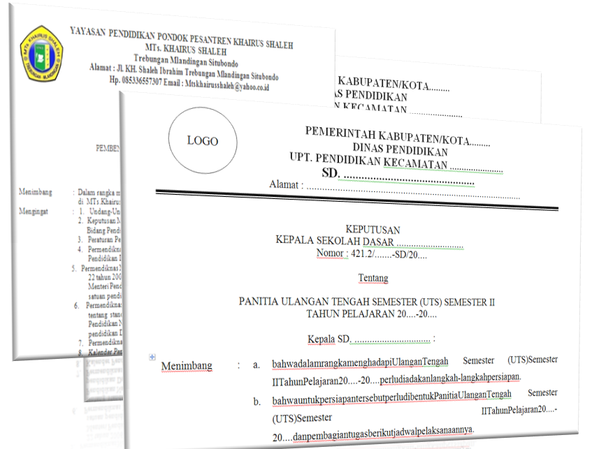 Download Contoh Format Sk Ujian Tengah Semester Sd Smp Dan