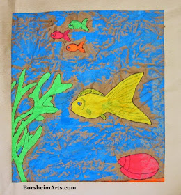 fish painting, aquatic art, child's art, art by children, kid painting, ocean in art, fish