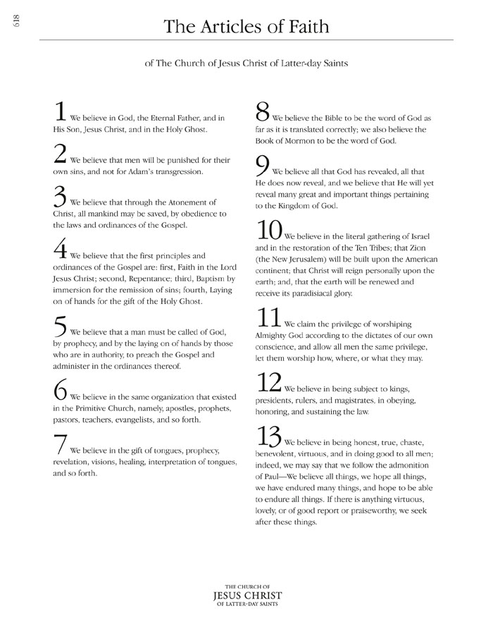 In the Name of the Lord The Articles of Faith Conclusion