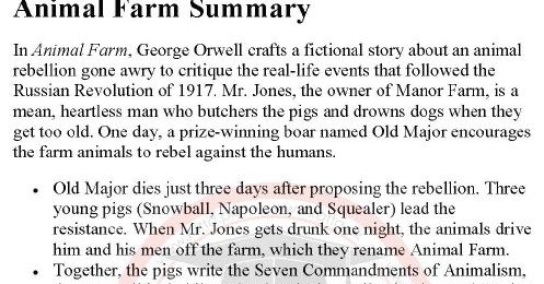 Animal Farm by George Orwell Summary and Notes BA English Literature -  