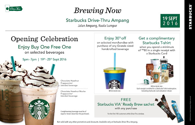 Starbucks Ampang Drive-Thru Store Buy 1 Free 1 Promo