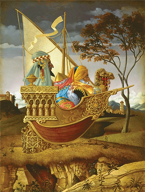 13-Three-Wise-Men-in-a-Boat-James-C-Christensen-Original-Paintings-Steeped-in-Surrealism-www-designstack-co