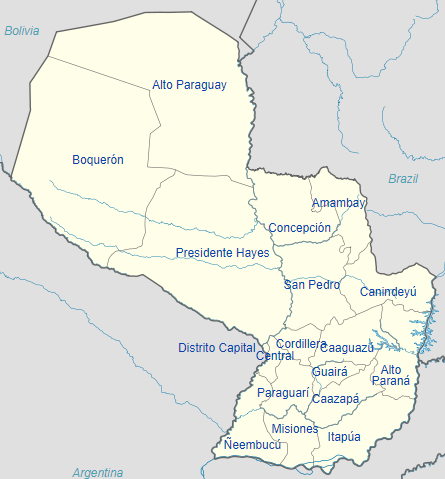 Peta pembagian wilayah administratif Paraguay
