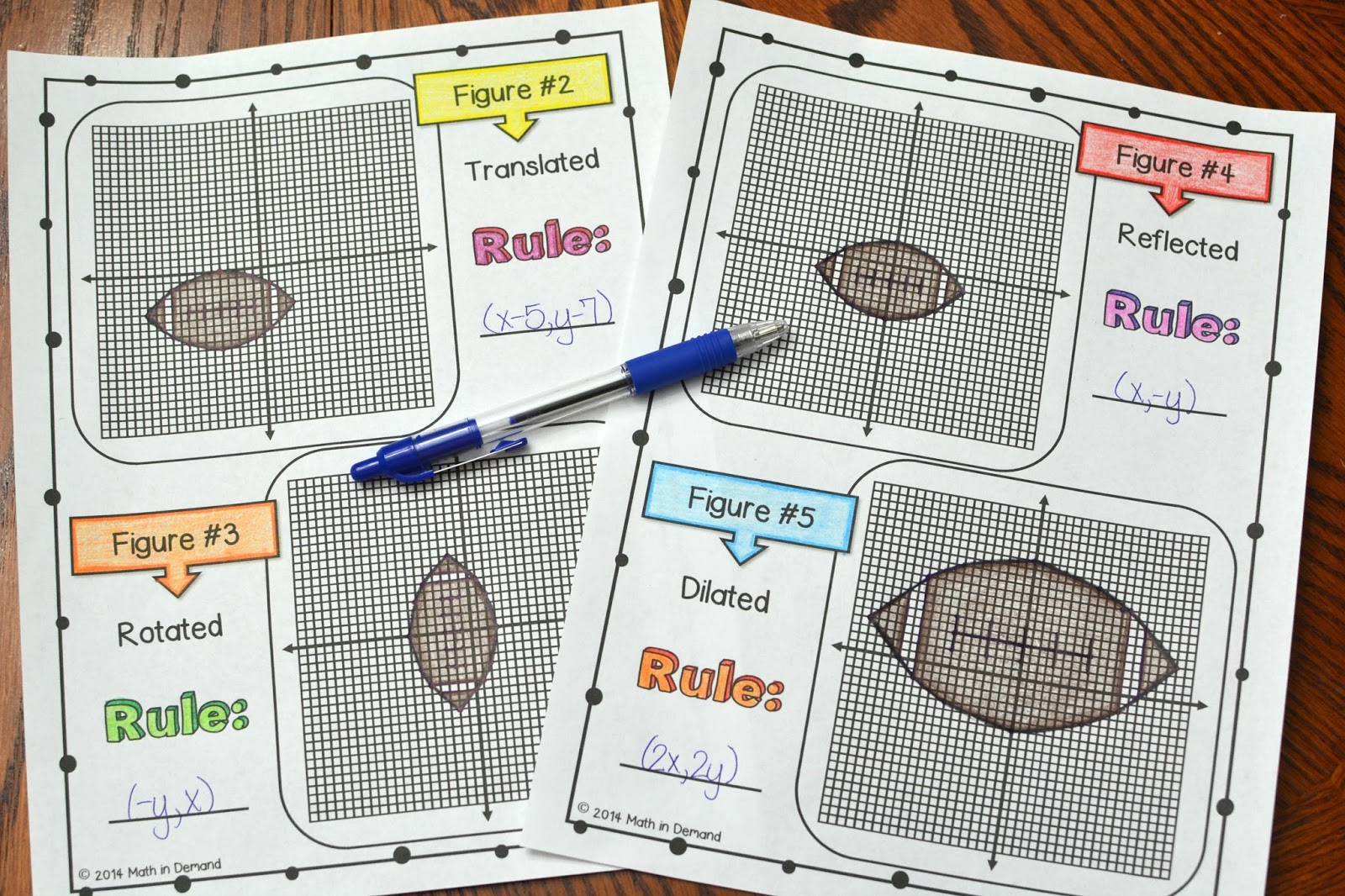 Math in Demand: Transformations Activity (Translations, Reflections ...