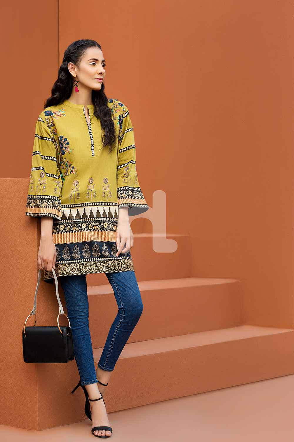 Nishat Linen Ready to Wear Eid Collection 2018 PE1801 Brown Digital