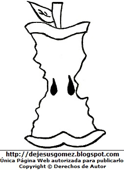Manzana muy mordida Manzana casi terminada para colorear, pintar o imprimir. Dibujo de manzana de Jesus Gómez