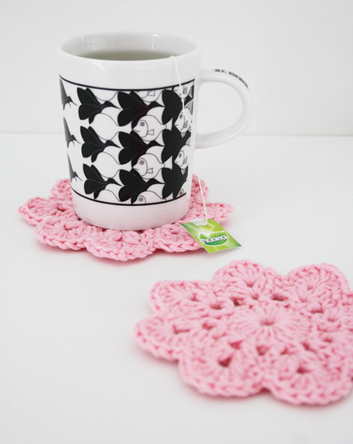Crochet flower coasters