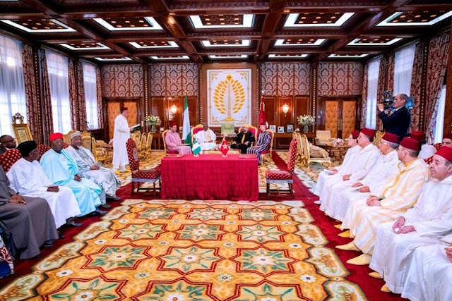 President Buhari And King Mohammed VI Of Morocco In A Bilateral Meeting Witnessed The Joint Declaration Of Nigeria And Morocco On The Proposed Gas Pipelines To Connect Nigerians Gas Resources To West African Countries