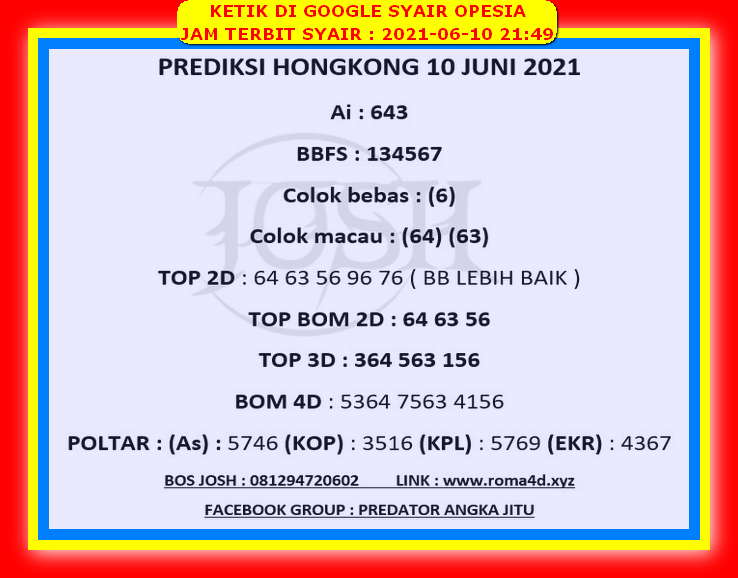 1 New Message Kode Syair Hongkong 10 Juni 2021 Forum Syair Togel Hongkong Singapura Sydney