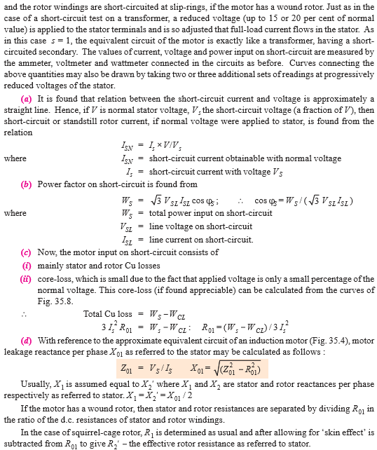 No load test and block rotor test on a Three phase Induction motor
