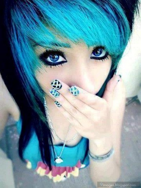 Scene Emo Girl Cute Blue Hair Blue Eyes