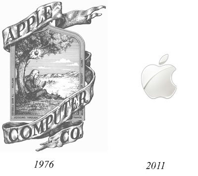 primer logo de apple en 1976 y 2011