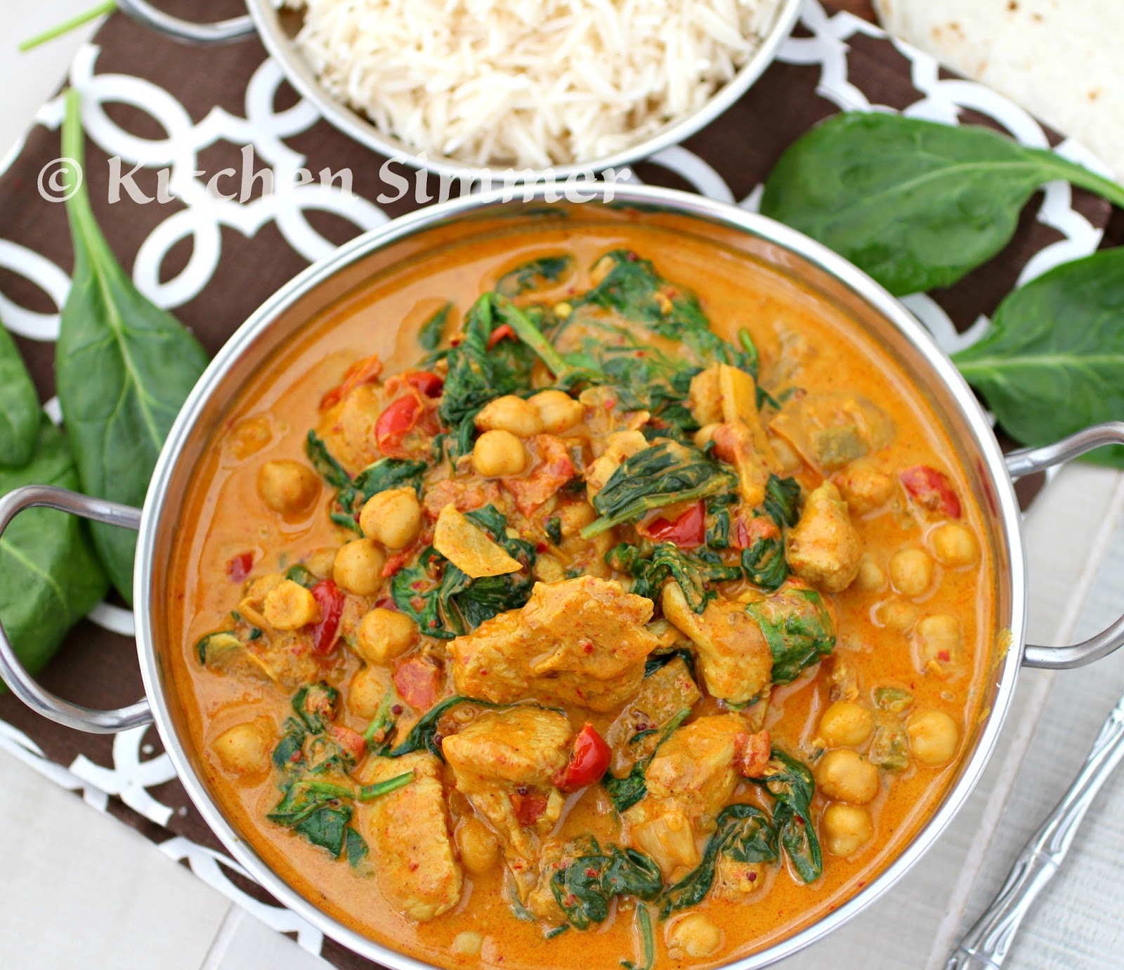 Kitchen Simmer: Chickpea and Chicken Curry with Spinach