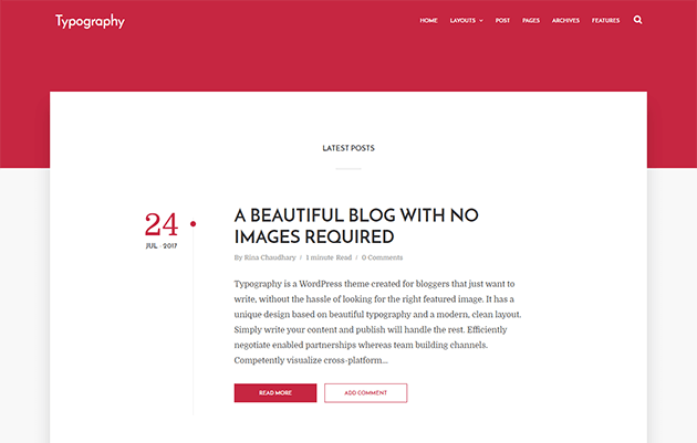 Typography - Text Based Minimal Blogger Template