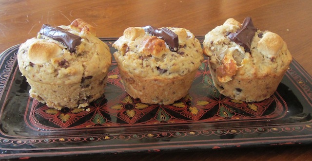 Food Lust People Love: Graham crackers, chocolate chips and mini marshmallows baked up in a sweet muffin. What else could I call them but S'mores Muffins!