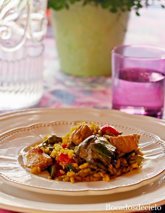 Paella de magro y verduras