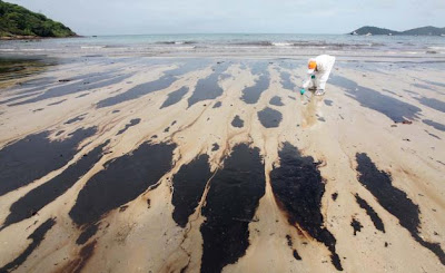 Partly cleaned beach on Koh Samed