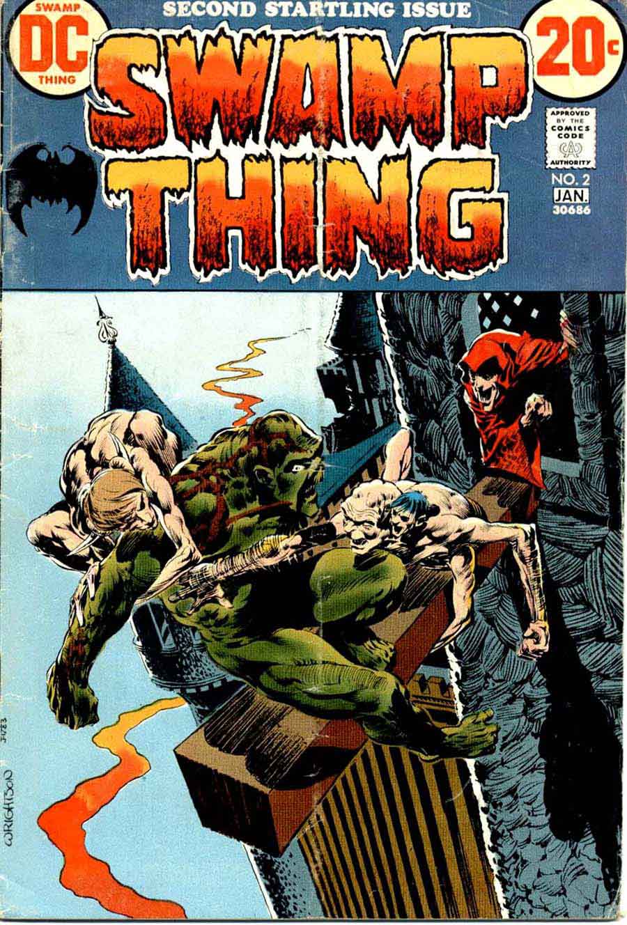 Swamp Thing #2 bronze age 1970s dc comic book cover art by Bernie Wrightson