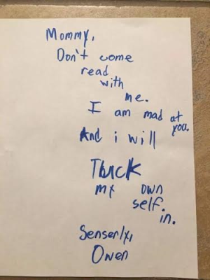 1a1a This kid banned his mom from bedtime stories with a hilarious note