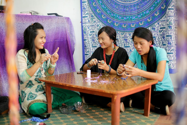 Making beaded Nepal Bracelets