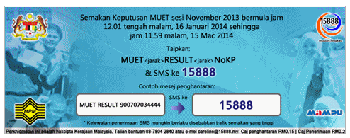 Check MUET Results SMS/Online