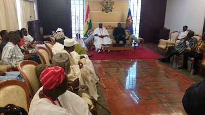 4 Photos: Ooni of Ife visits President of Ghana John Mahama