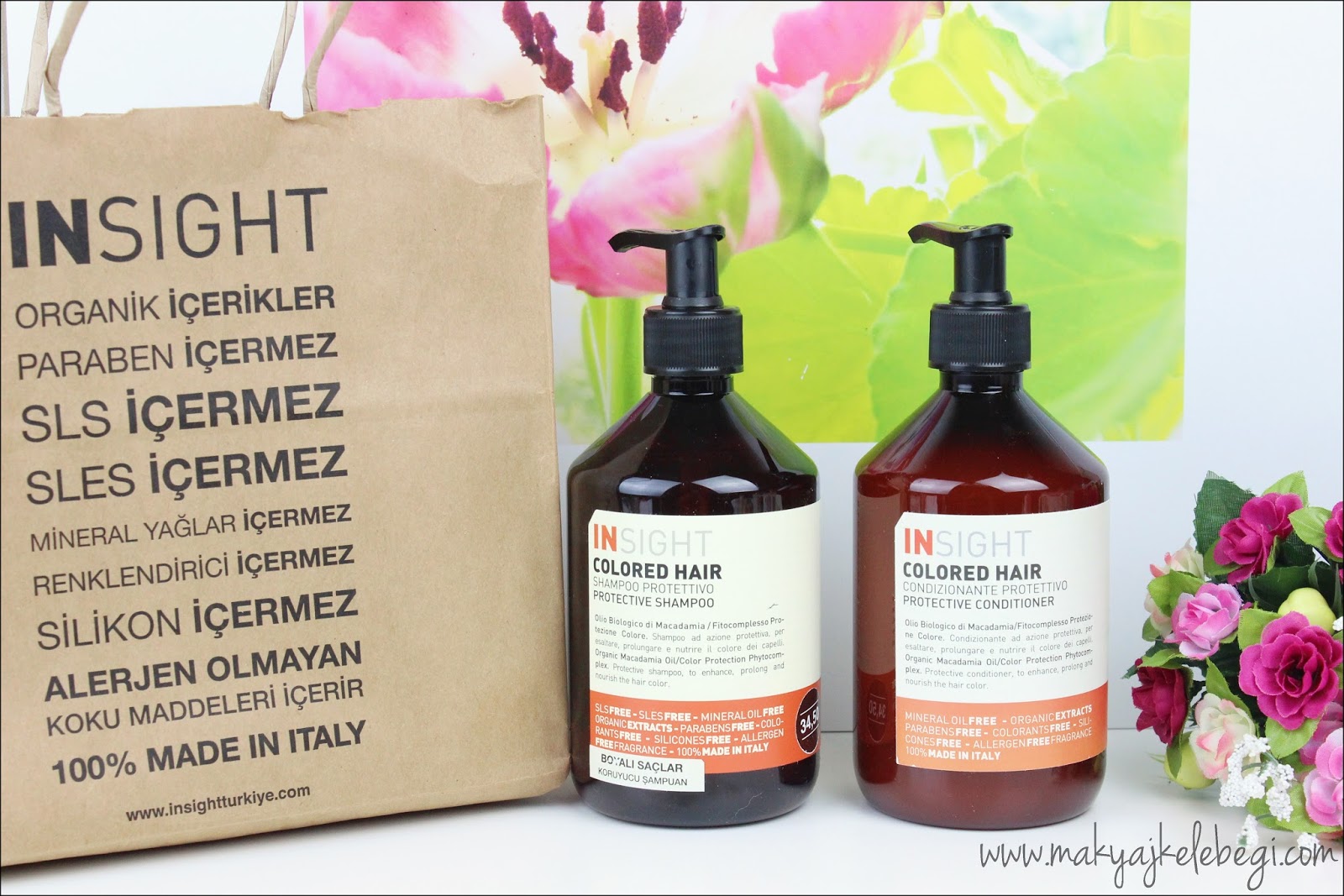 organik icerikli sac bakimi insight sampuan ve sac kremi makyaj kelebegi