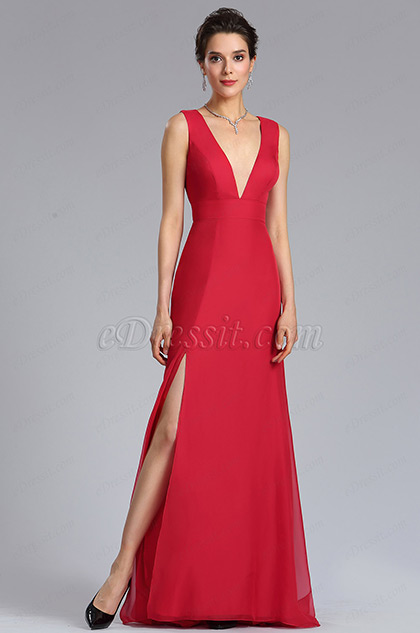 Red Sexy A-Line Bridesmaid Dress Evening Gown